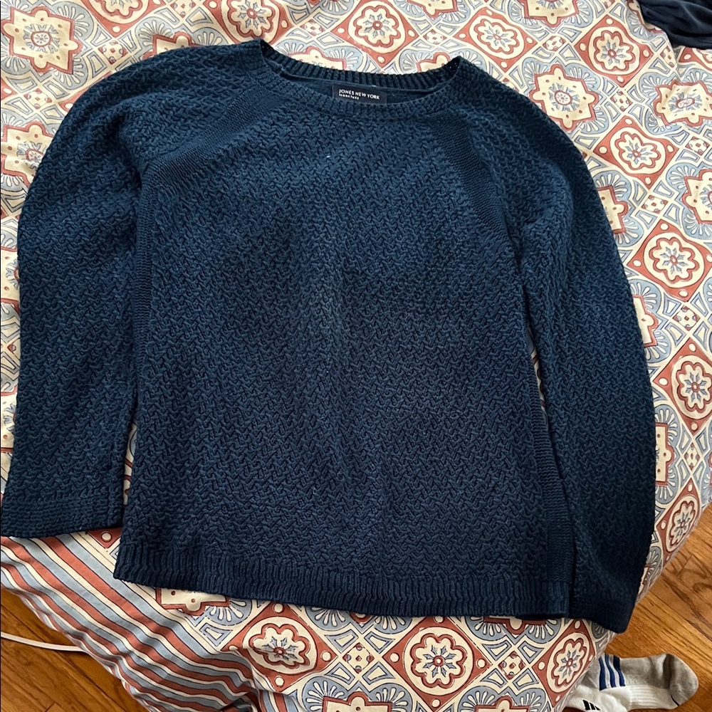 Jones New York dark Teal Textured Knit Crewneck Sweater